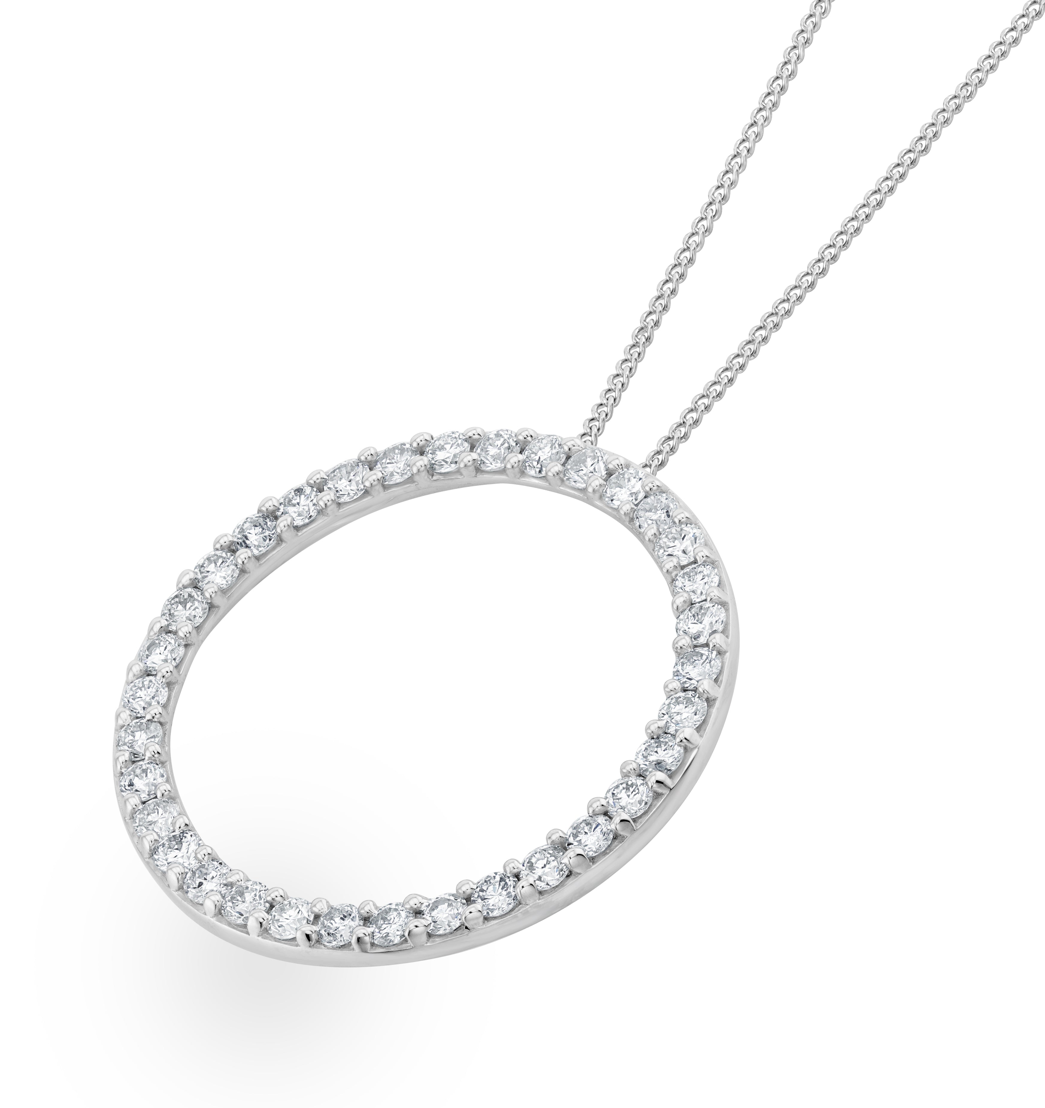 Lab Diamond Circle Necklace Pendant 1 Carat Set in 925 Silver
